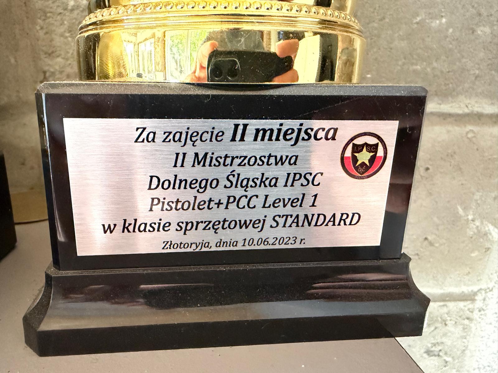 Puchar za II miejsce w Mistrzostwach Dolnego Śląska IPSC w klasie Standard, Złotoryja 2023 — trofeum w sklepie Proce i Pestki.